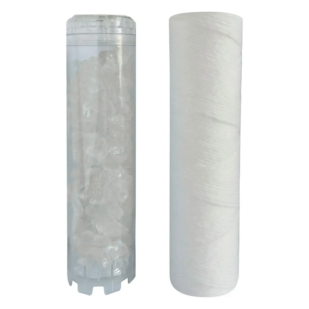 Aquawater - kit de 1 filtrante bobinado 20 micras y 1 anticalcáreo - 1 ño