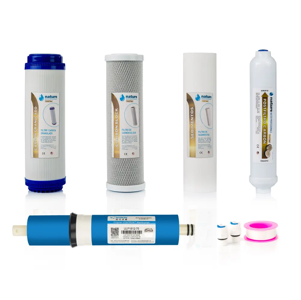 Pack 4 filtros osmosis inversa y membrana 75gpd vontron Nature Water Professionals