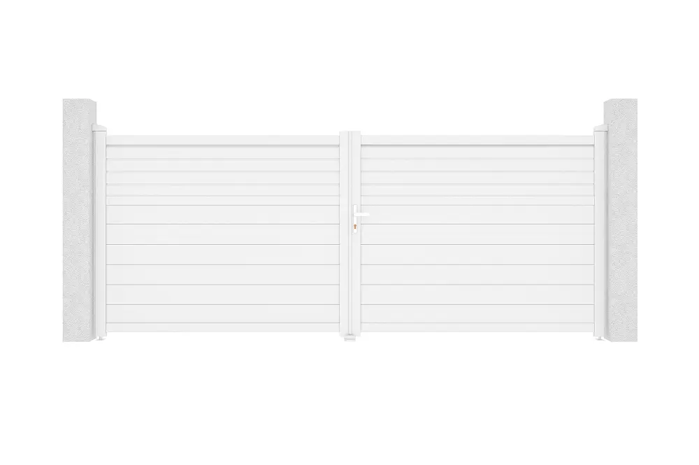 Puerta abatible 4m carpatia h.160 aluminio blanco con Mecanismo de Privacidad