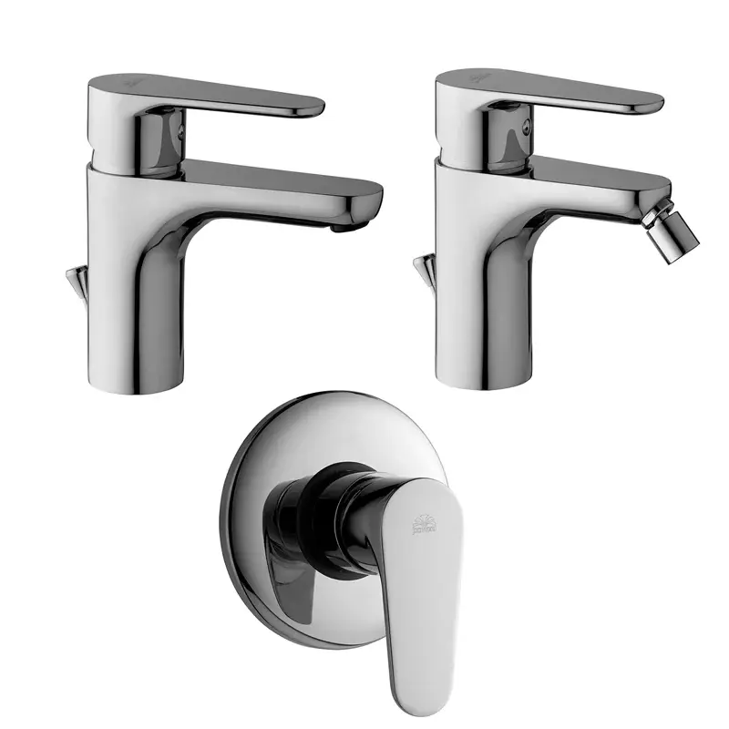 Acero Inoxidable Set de mezcladores para lavabo, bidé y ducha Paffoni Verde