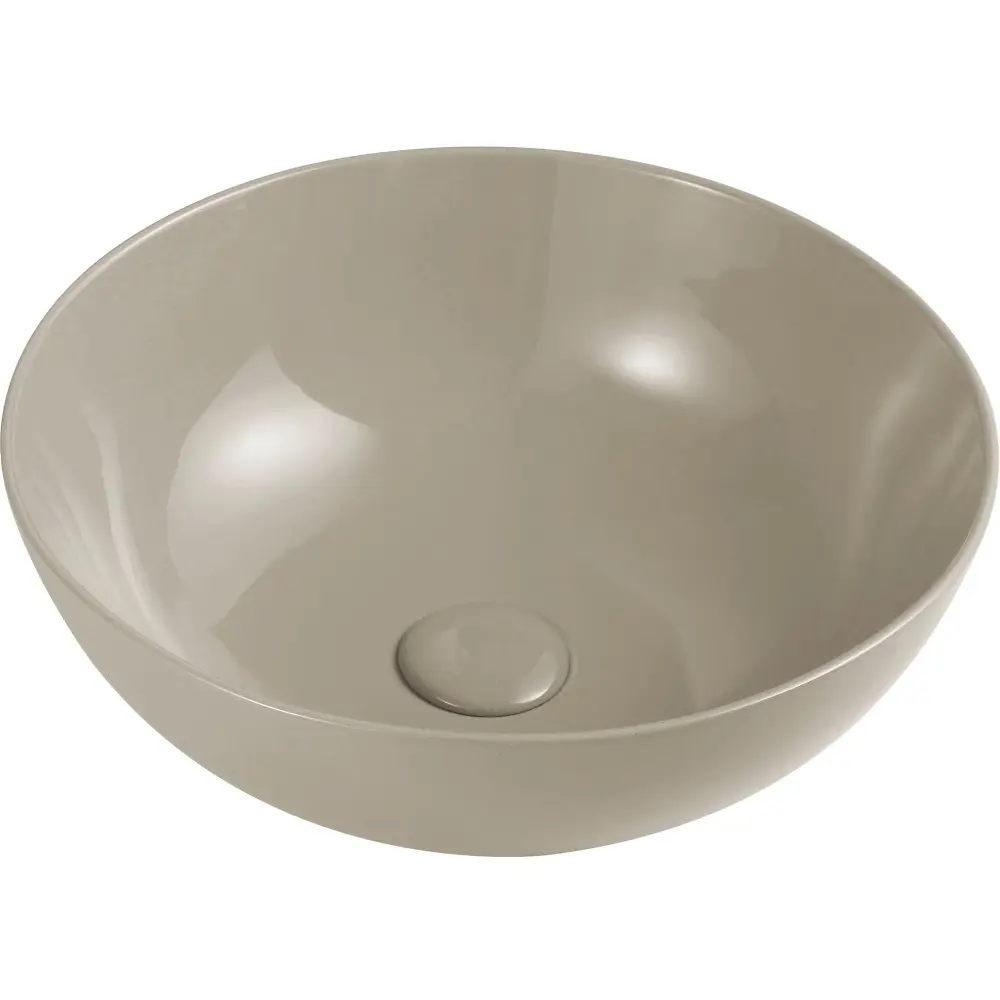 Lavabo de apoyo redondo Esbelto cerámica arena diámetro 33 cm y altura 14 cm con 3 Cepillos Incluidos