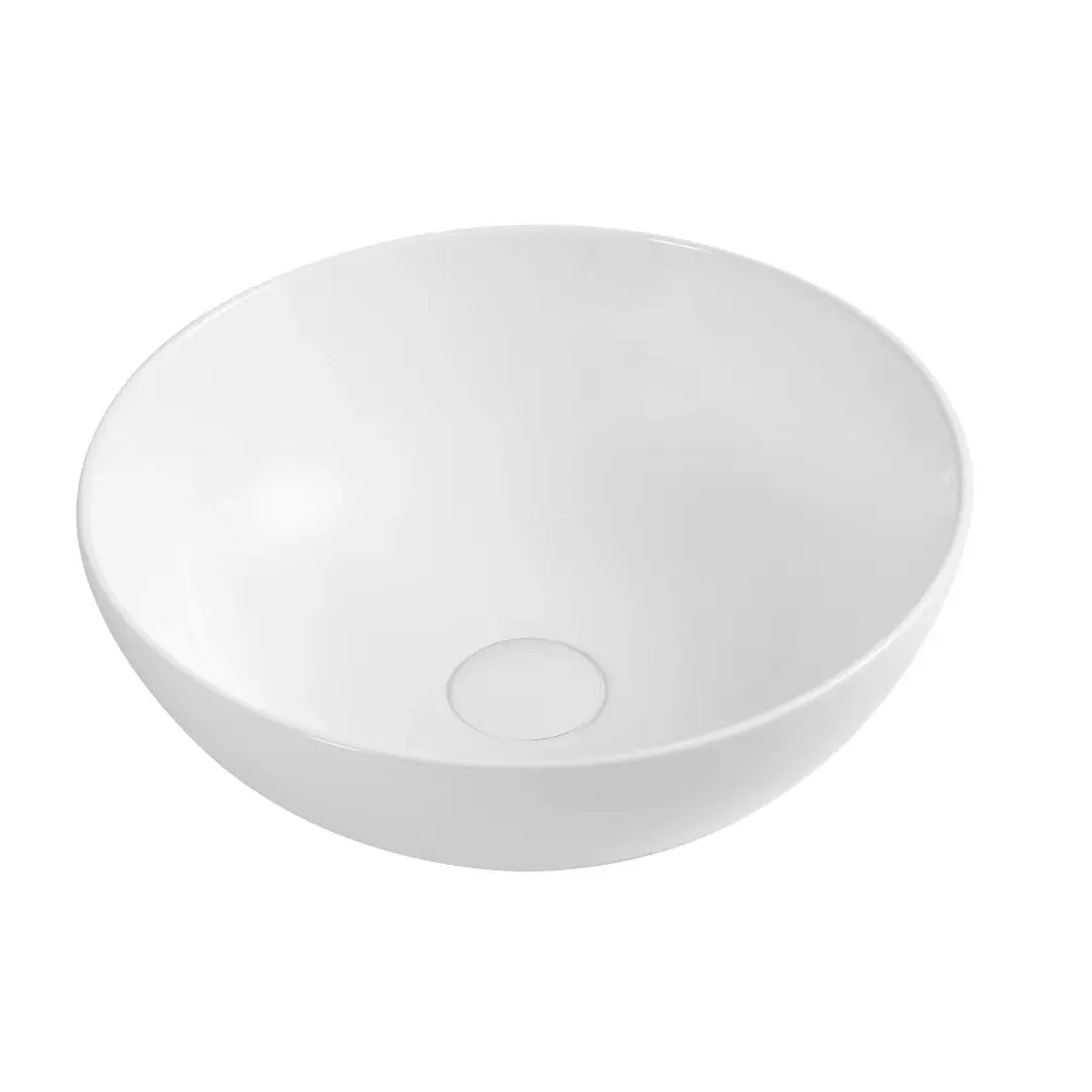 Lavabo de apoyo redondo Estrecho cerámica blanca diámetro 38,5 cm y altura 15 cm con Garantí