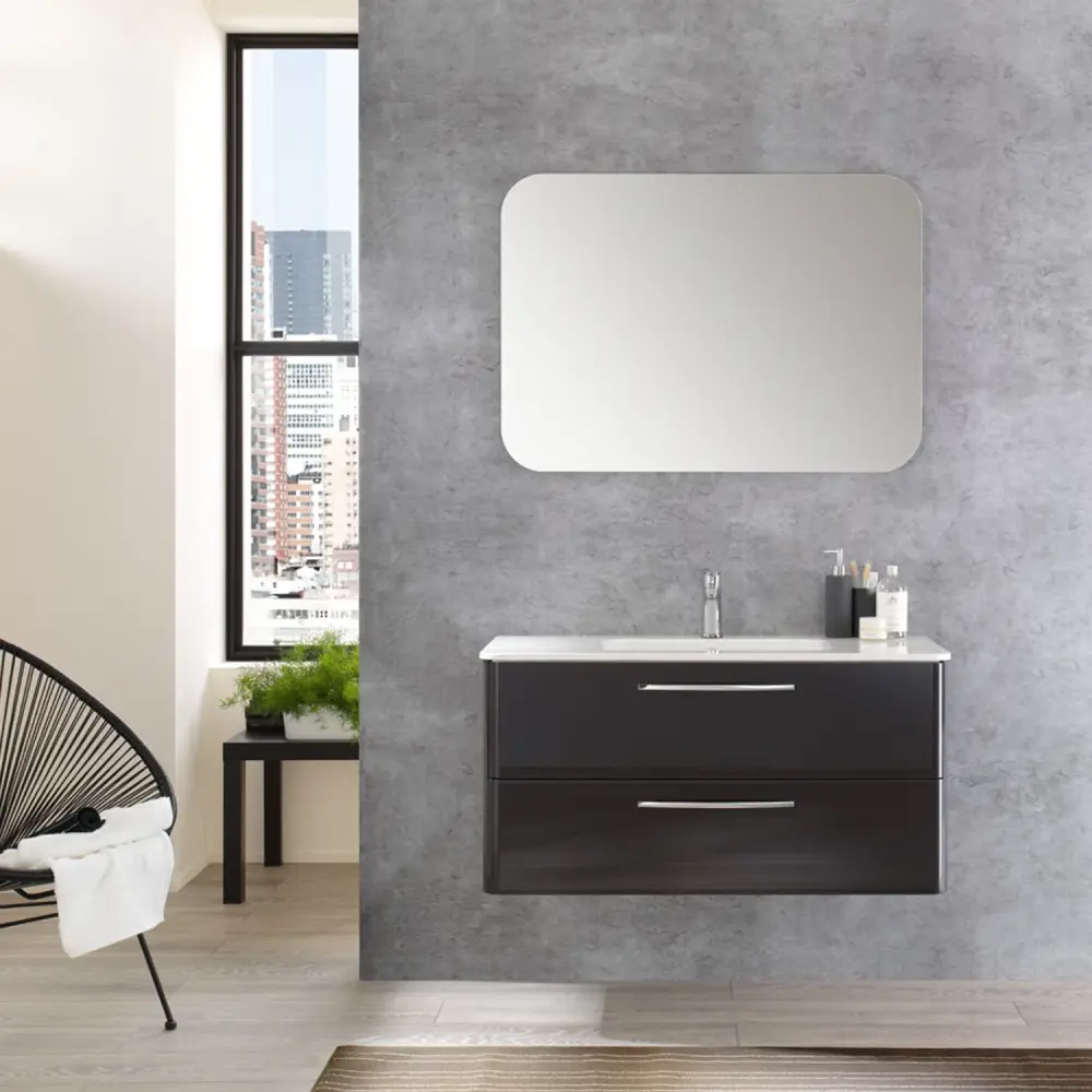 Mueble de baño suspendido Best01 100x190x46 cm lacado luminoso gris