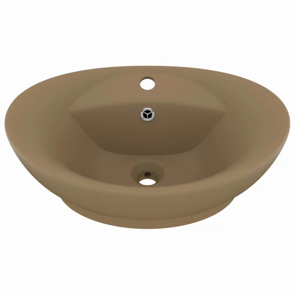 vidaXL lavabo lujoso con rebosadero cerámica crema mate 58,5x39 cm | Envío Rápido