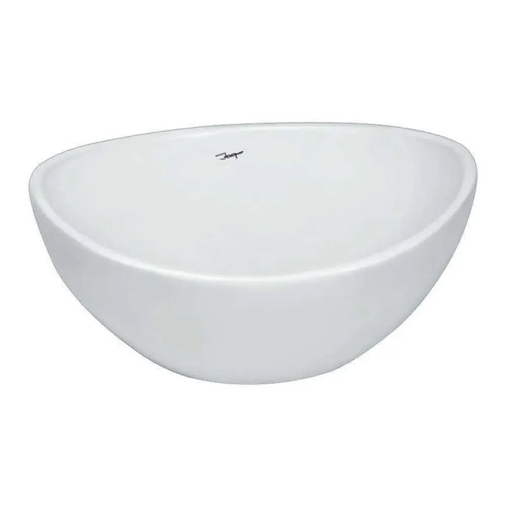 Lavabo da appoggio ovale ceramica bianca lucida cm 42,5x34
