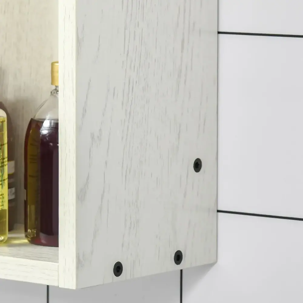 Armario de baño Orquídea Kleankin con espejo + 2 compartimentos blanco 65x63x15 cm para Baño Moderno