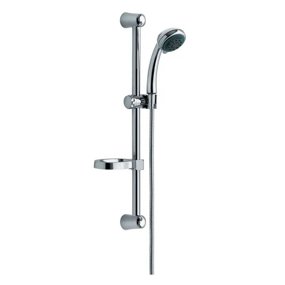 Barra de Sujeción Saliscendi Rillo en acero 25mm con ducha Iris 3 y portajabón