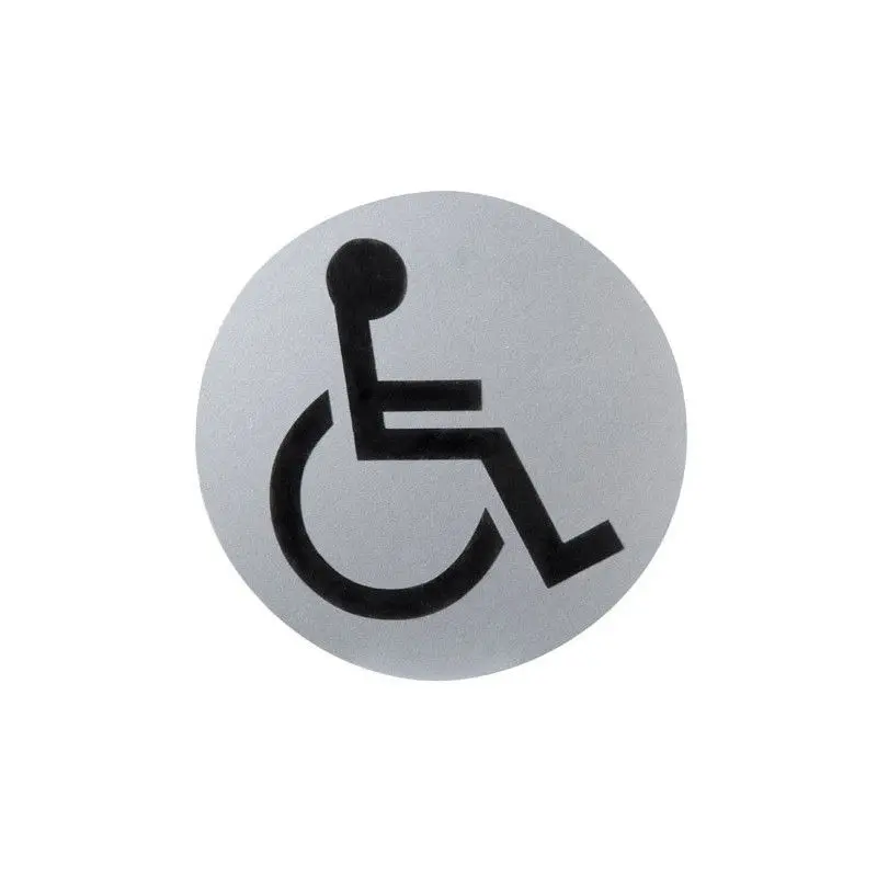 Cartel aluminio baño minusvalidos ø12 cm. | Fácil Instalación Sin Taladro |