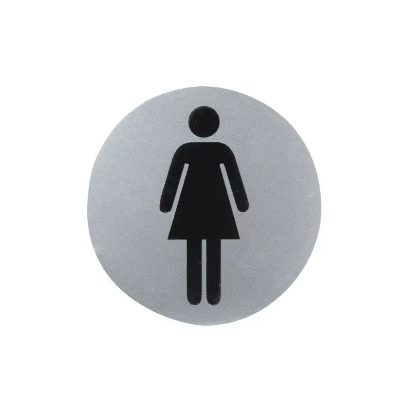 Cartel aluminio baño mujer ø12 cm. (Incluye Tornillerí)