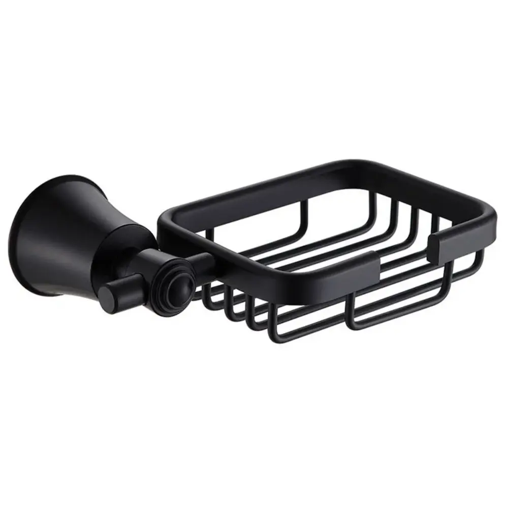 Dispensador de Jabón Jabonera Canastilla para Baño en Aluminio Negro Mate Turm