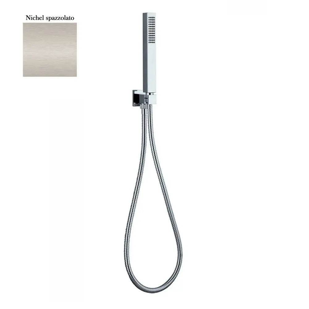 Juego de Accesorios Set presa acqua con supporto, composto da doccia Glamour e flessibile nichel opaco