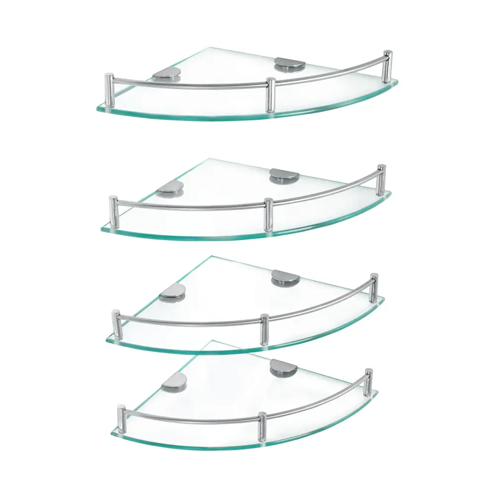 Juego de 4 repisas esquineras de vidrio, Foset Elemental