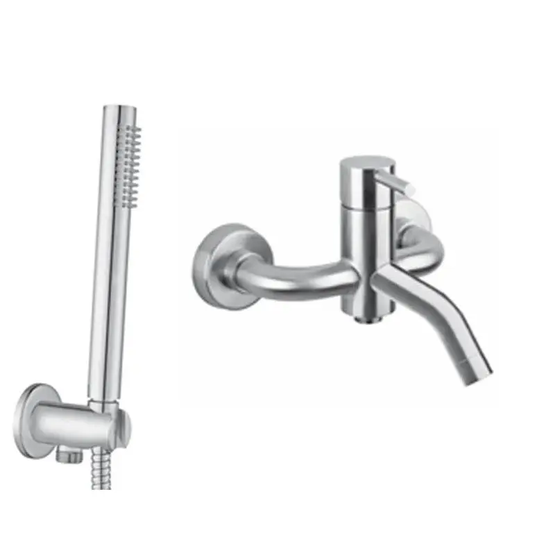 Miscelatore vasca con set doccia Paffoni Acerado acciaio inox satinato con Adhesivo Fuerte