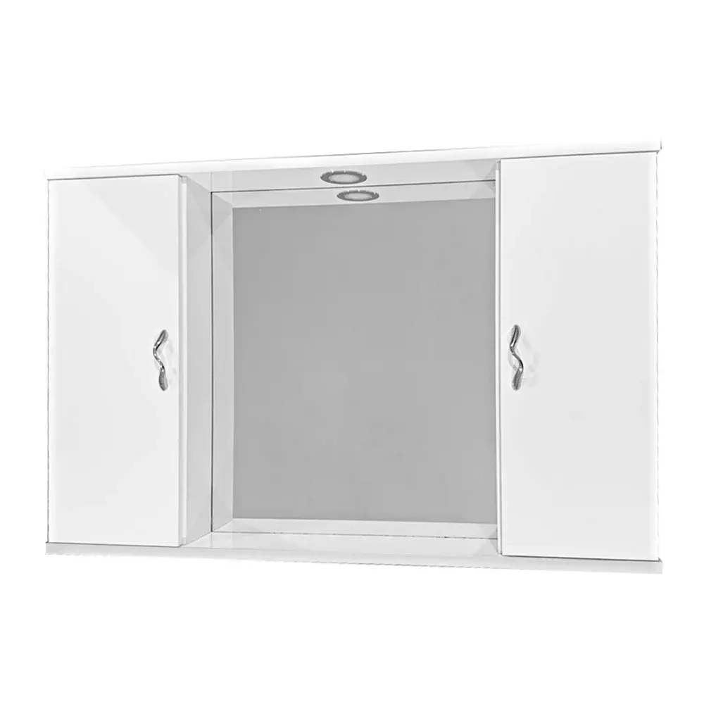 Pensile bagno con specchio e due ante pleno di faretto cm 94,5x16x60,5h