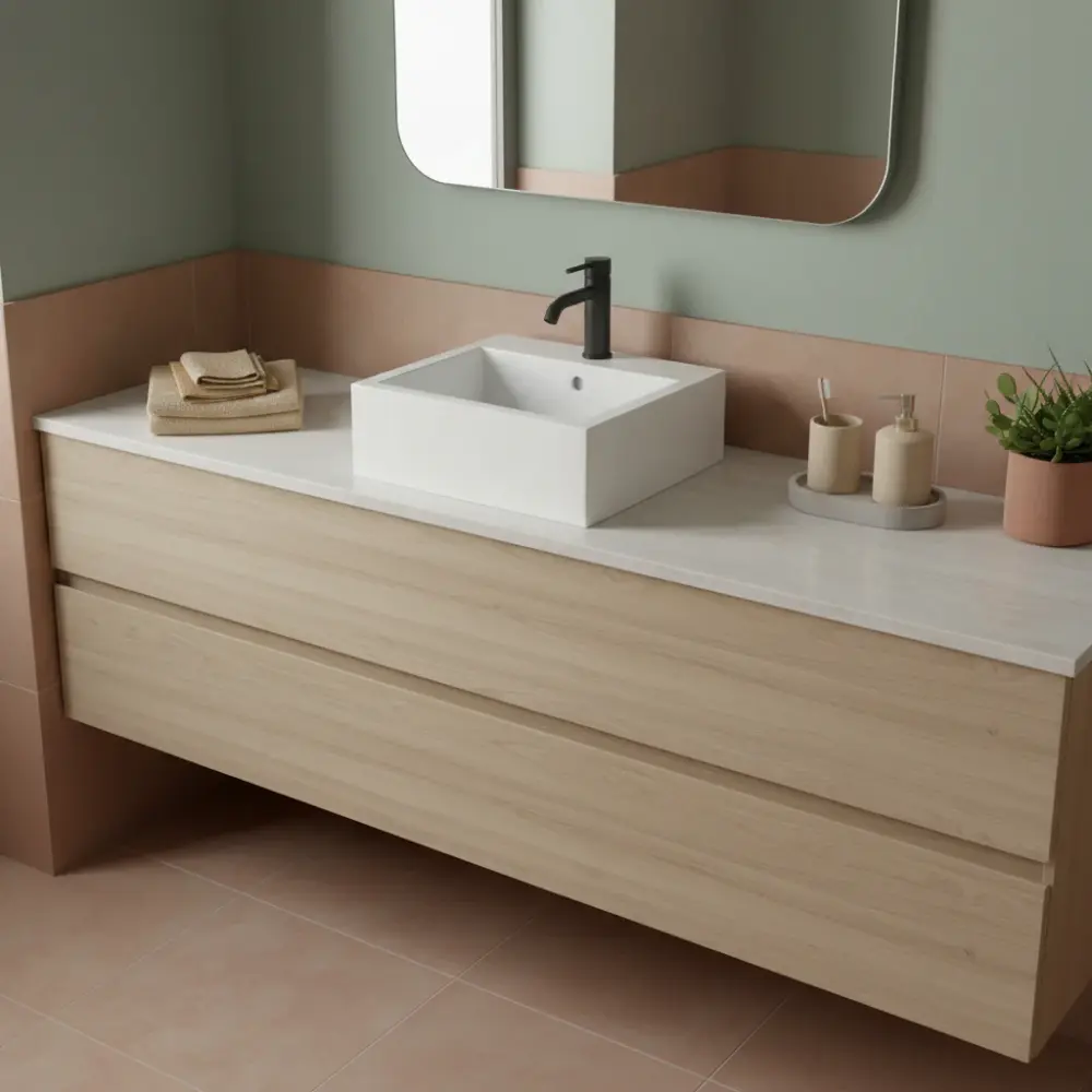 Alambre para Cuadros Lavabo cuadrado de apoyo/colgado serie Plus Design de Cerámica Galassia - Blanco resplandeciente 40x...