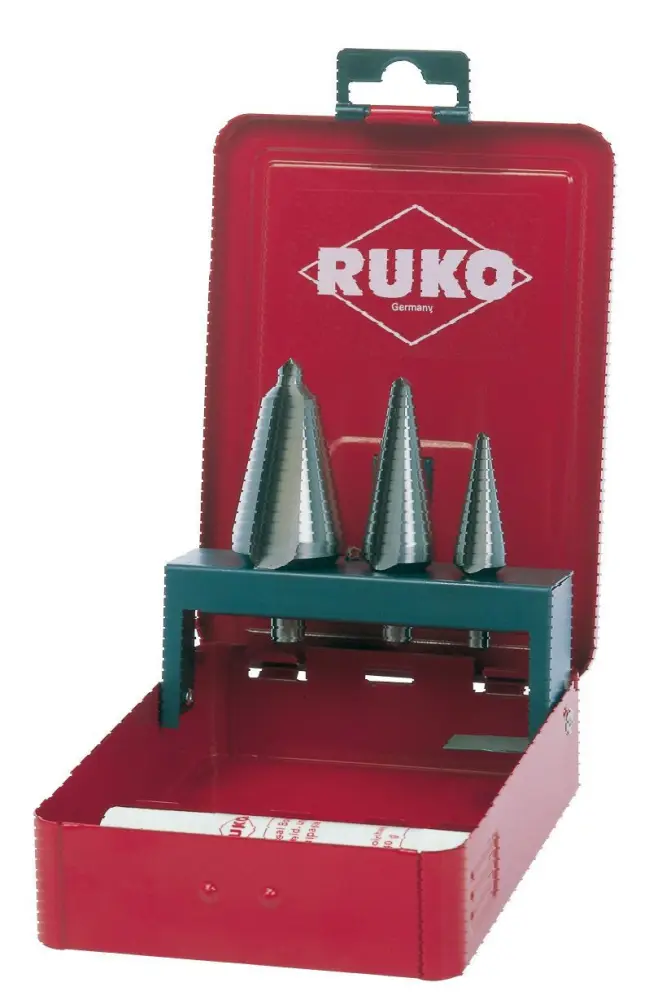 Ruko-101020-juego 3 brocas cónicas hss + pasta de corte 30 g
