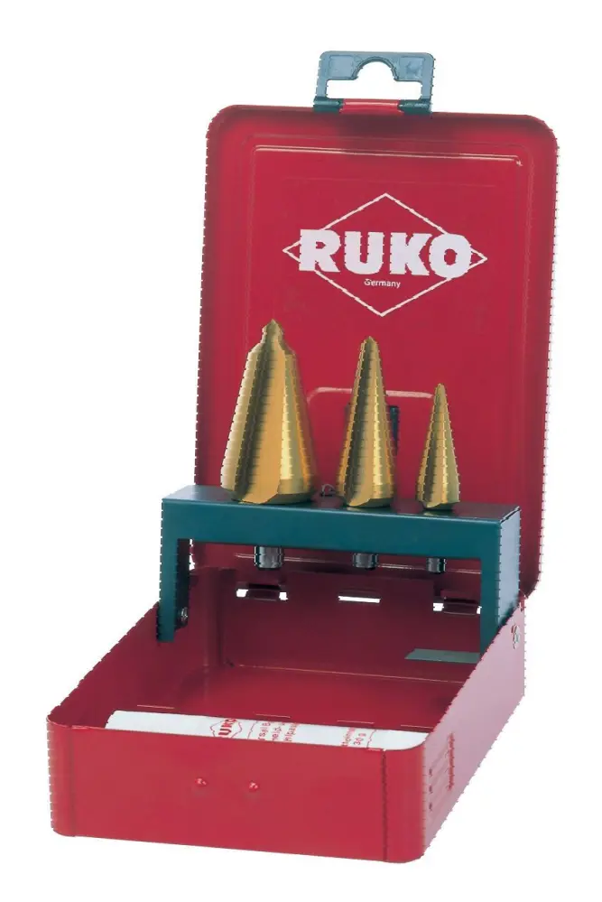Ruko-101020t-juego 3 brocas cónicas hss-tin + pasta de corte 30 g