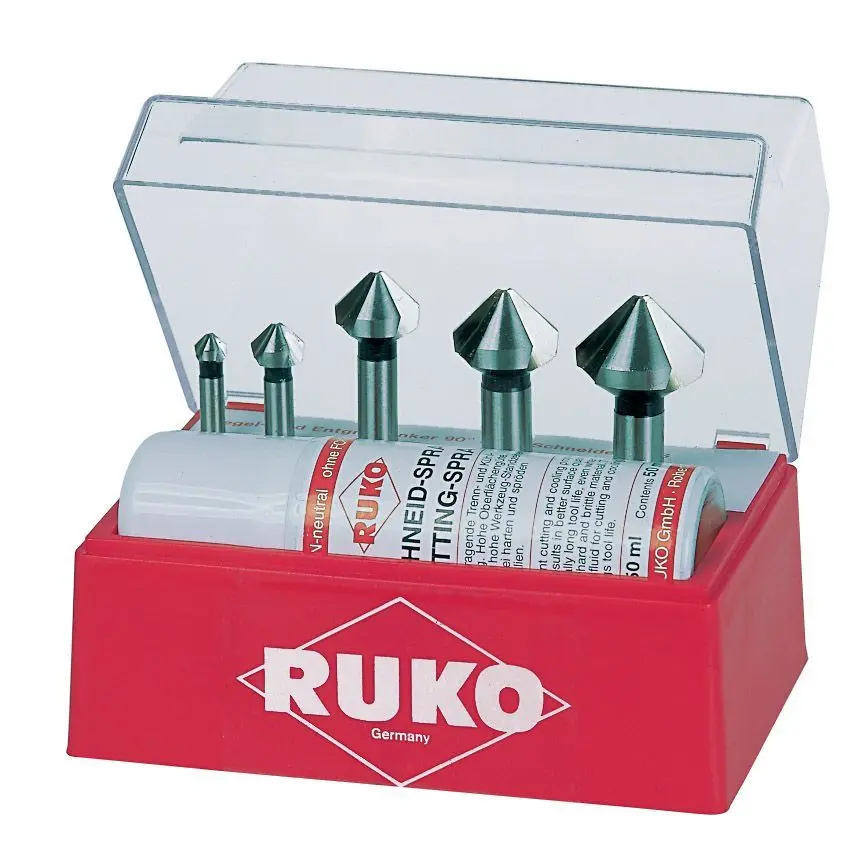 Ruko-102142t-juego de 5 avellanadores cónicos din 335 forma c hss-tin