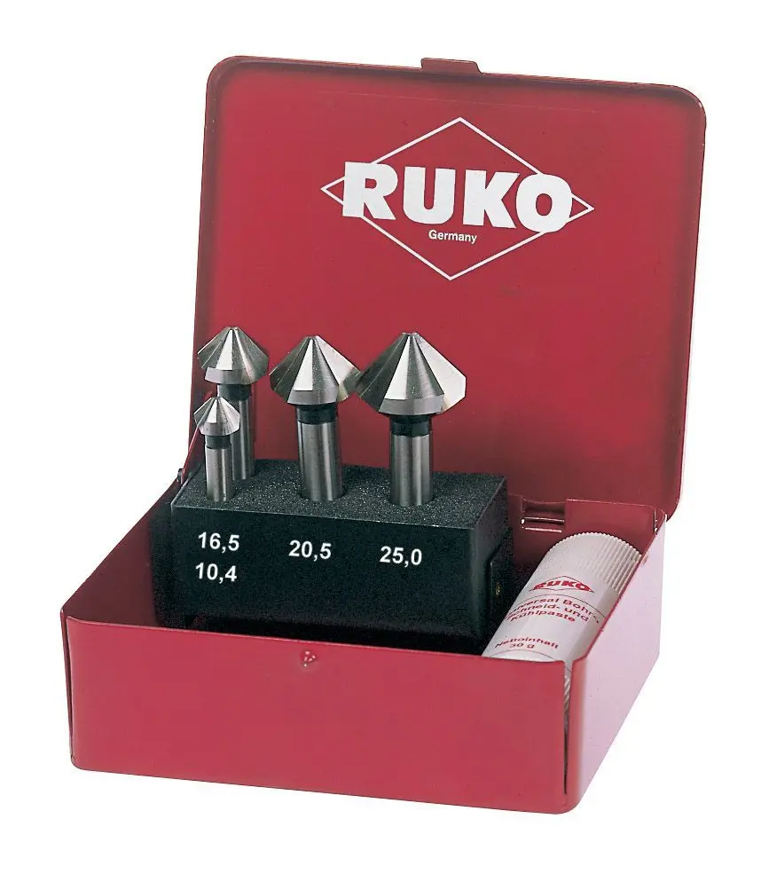 Ruko-102150a-juego de 4 avellanadores cónicos din 335 forma c hss 90° para