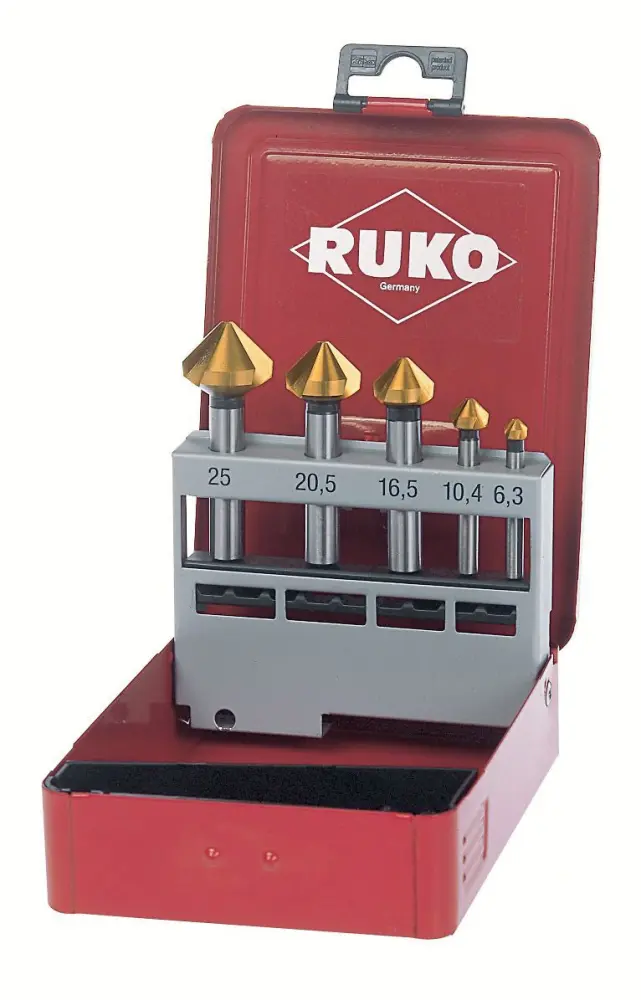 Ruko-102154-juego de 5 avellanadores cónicos din 335 forma c hss 90°