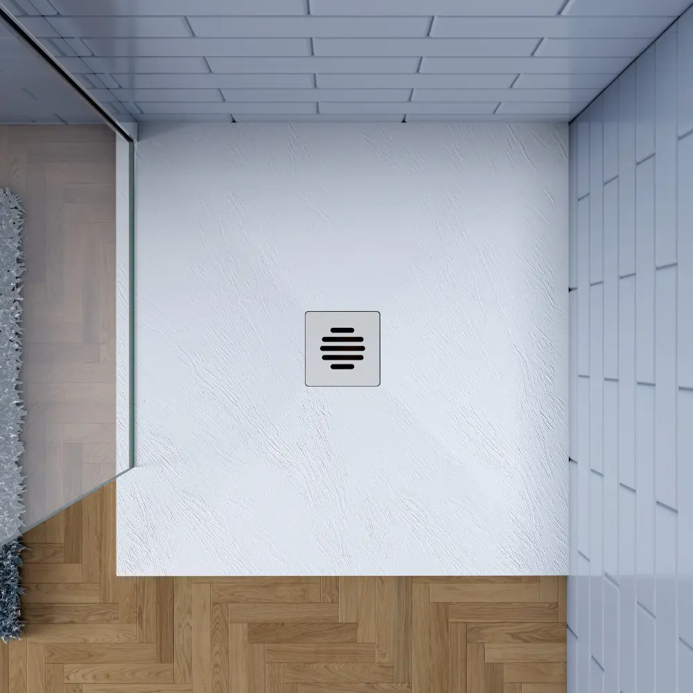 Aica plato de ducha 90x90x3cm blanco textura pizarra+accesorios de desagüe