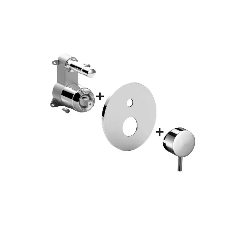 Mezclador empotrado para ducha con desviador PBOX 015 placa ABS serie Light modelo LIGBOX015CR Cromo Paffoni