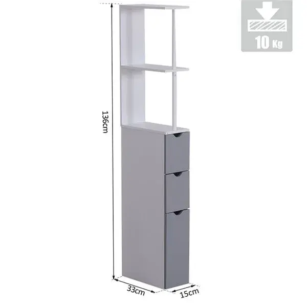 Armario alto de baño blanco/gris 15x33x136 cm