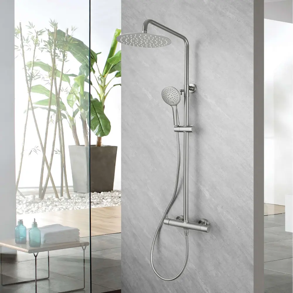 Columna de ducha monomando sky bath níquel cepillado serie promise para Pared de Azulejos
