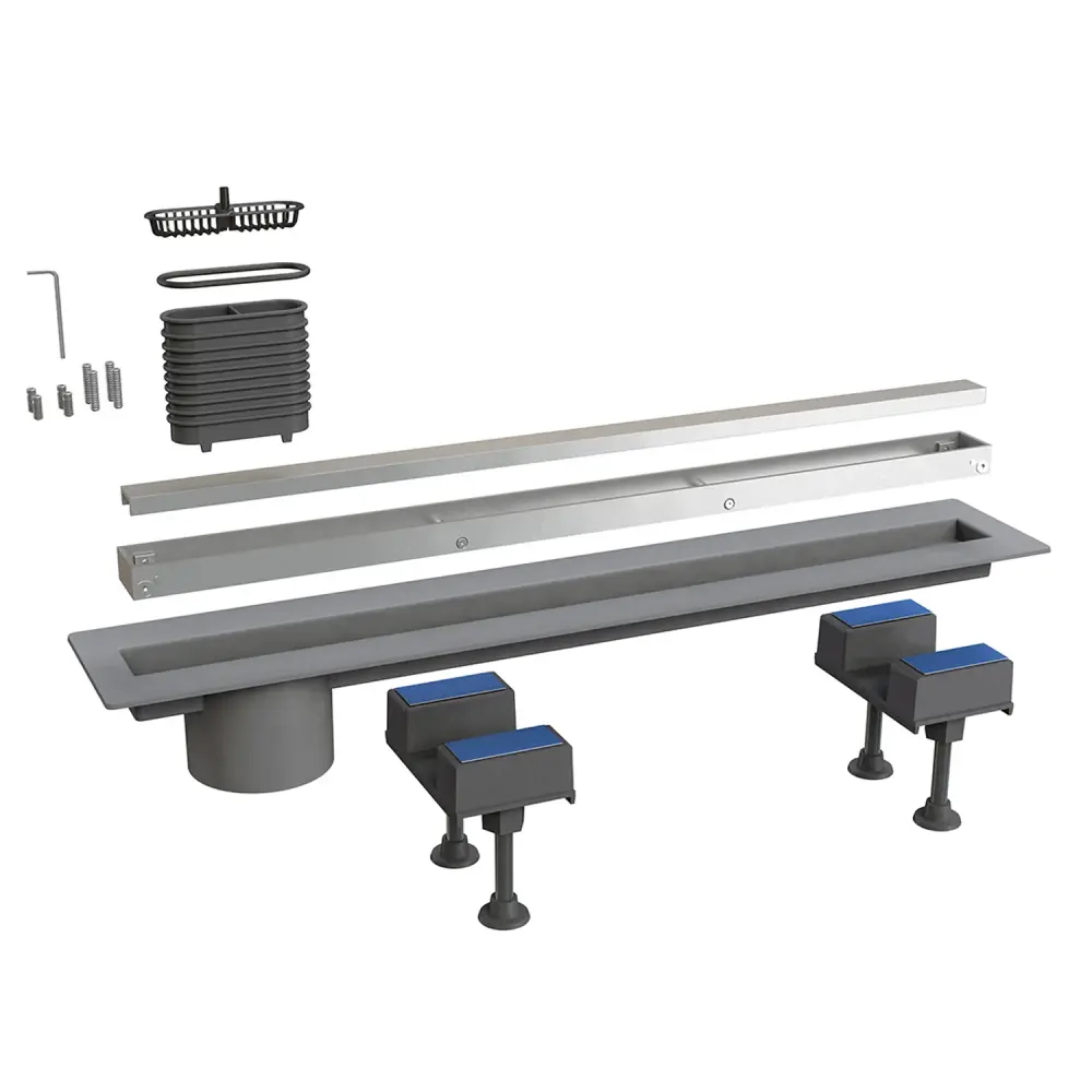 Canaletta de ducha para desagüe en el suelo Canalissima Bonomini cm 90 con rejilla de aluminio