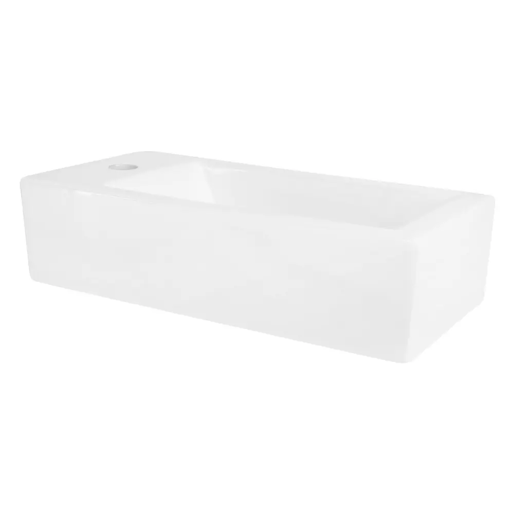 Lavabo ceramica 51x25x13 cm blanco angular, con desagüe