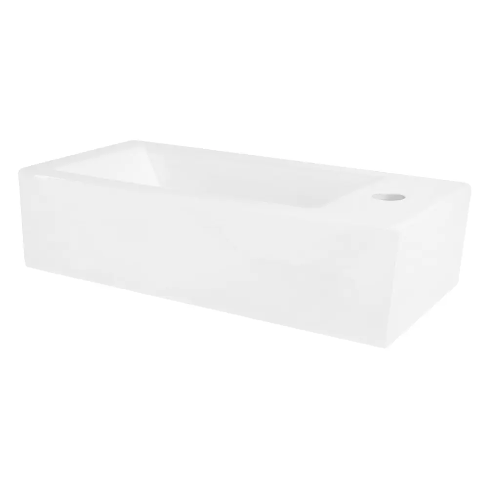 Lavabo ceramica 51x25x13 cm blanco angular, con desagüe