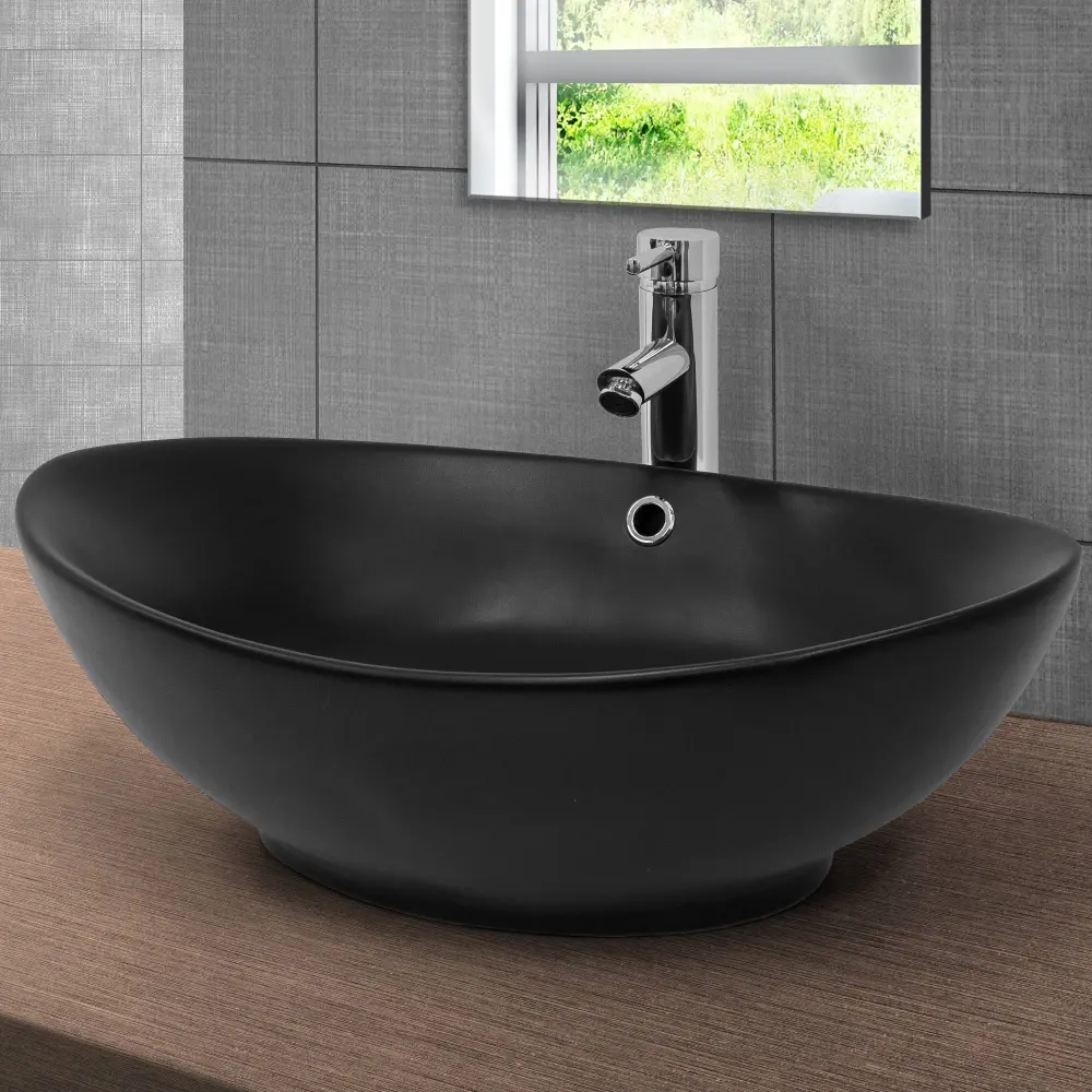 Lavabo incl. Desagüe 59x38x19 cm cerámica negra