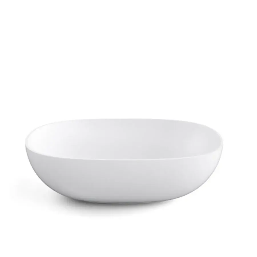 Lavabo vasca ovalada de apoyo sin desagüe Lineabeta Acquaio en cerámica blanco mate cm 50x38,5