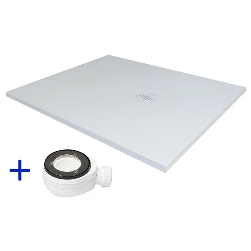Plato de ducha resina 90x90 blanco+vávula+rejilla auténtico pro (90x90)