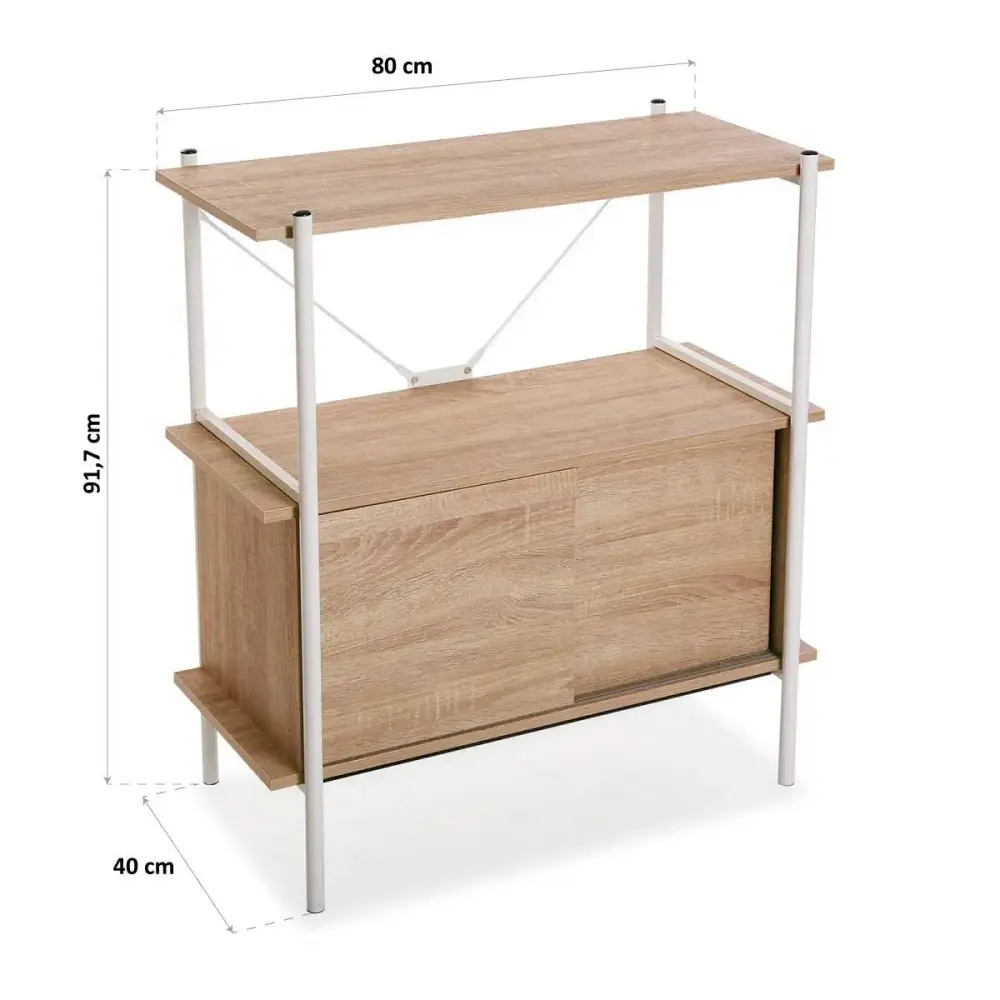 Estanterí Jonas Versa con armario 2 estantes natural/blanco 91,7x80x40 cm