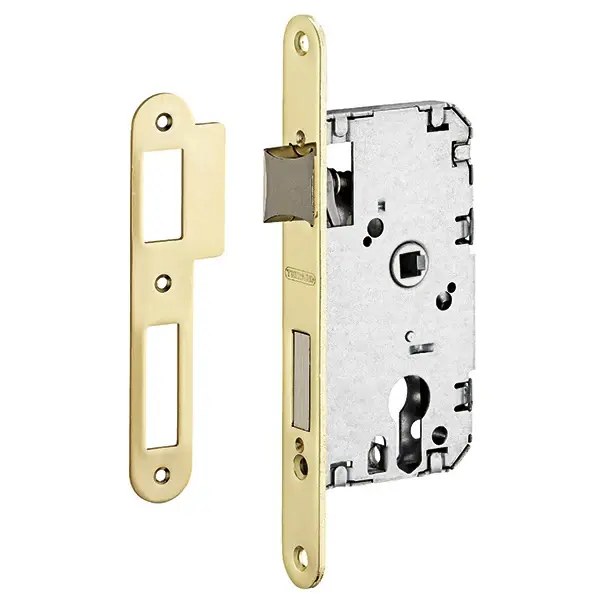 Cerradura de embutir con cilindro y resbalón para puerta