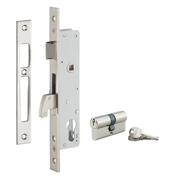 Cerradura de embutir metal con cilindro eje 25 x 85 mm