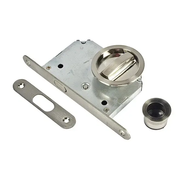 Cerradura puerta corredera niquelada