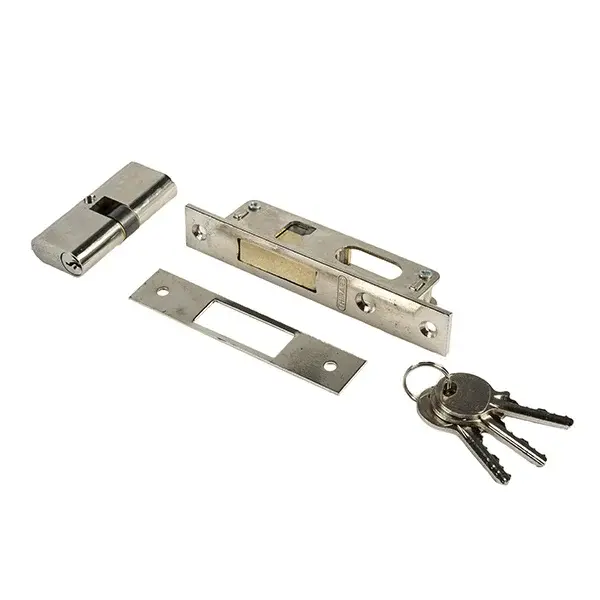 Cerradura puerta metálica cilind oval eje 15x90