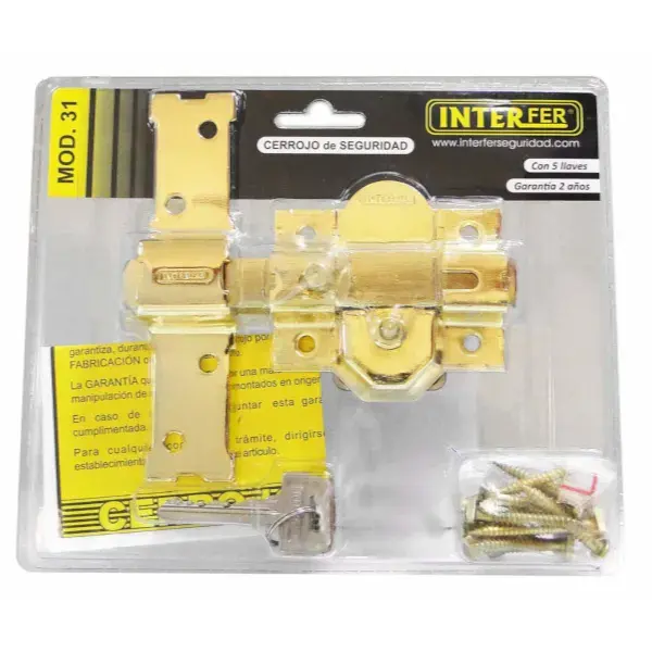 Cerrojo m-31 con llave/pasador dorado