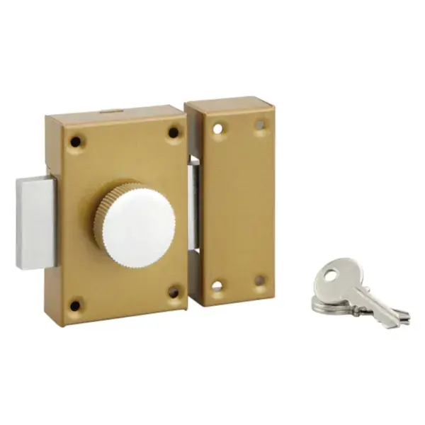 Cerrojo redondeado con botón 25x40 mm