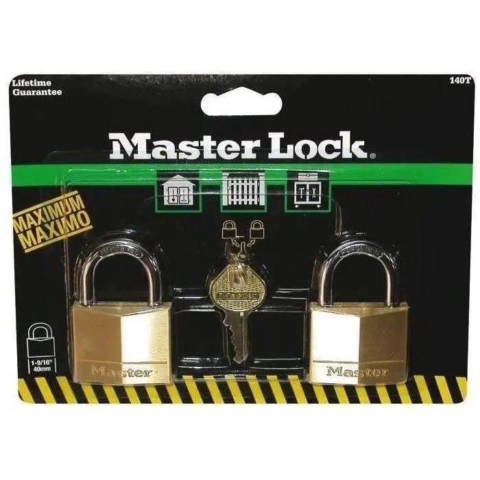 Candado master lock de latón macizo - juego de 2 - 40 mm - amarillo