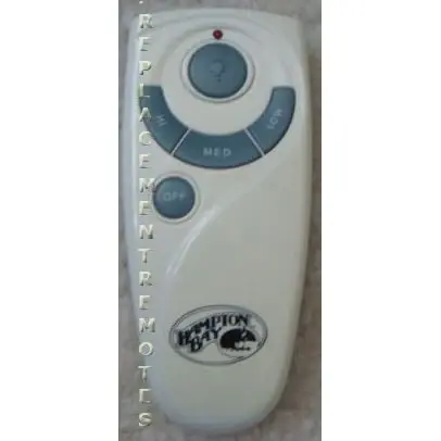 Control remoto para ventilador de techo blanco Hampton Bay UC7083T CHQ7083T