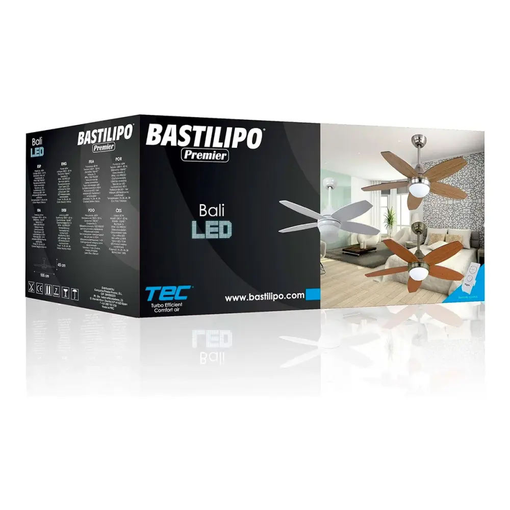 Ventilador de techo Bali Bastilipo 60W 5 aspas reversibles Ø107 cm