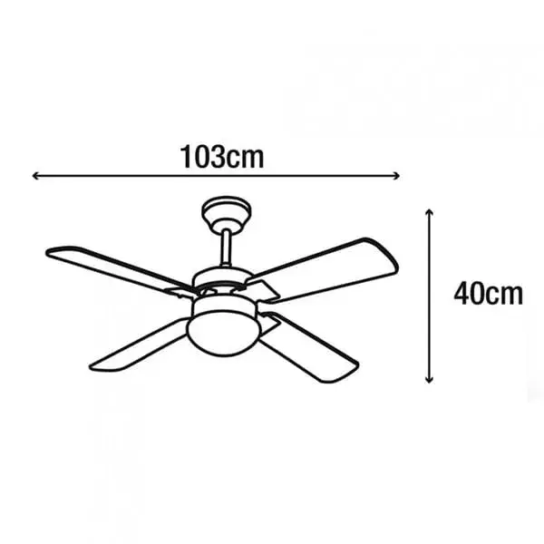 Ventilador de techo con luz 4 aspas 47W 3 velocidades