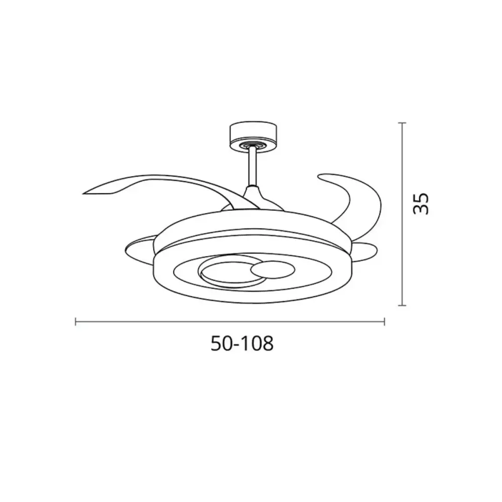 Ventilador de techo Hersa Bel Air 116W 4 aspas retráctiles mando distancia blanco Ø108 cm