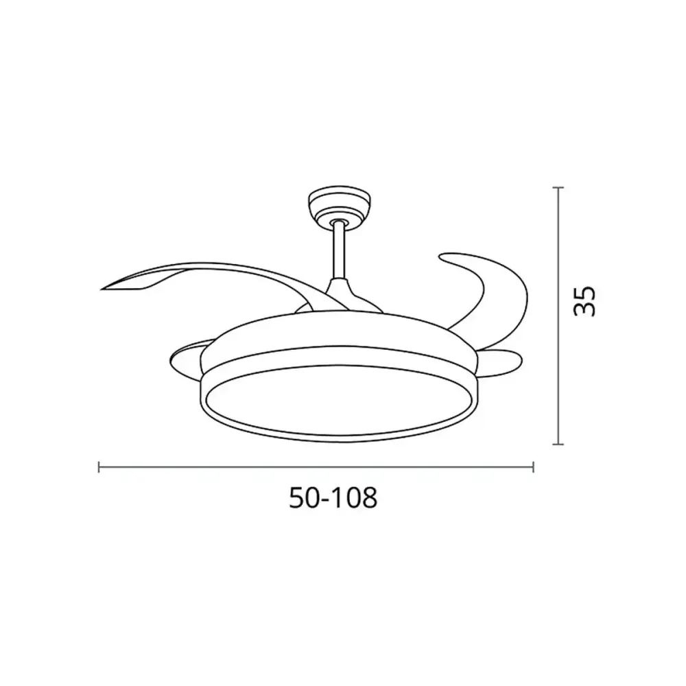 Ventilador de techo Kepler Bel Air 72W aspas retráctiles mando distancia Ø108 cm