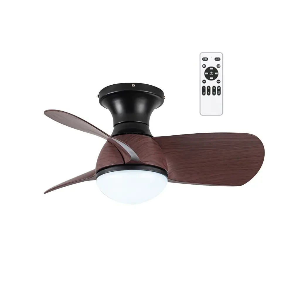 Ventilador de techo menudo con luz LED 20w mancado negro+roble 3cct ø64cm