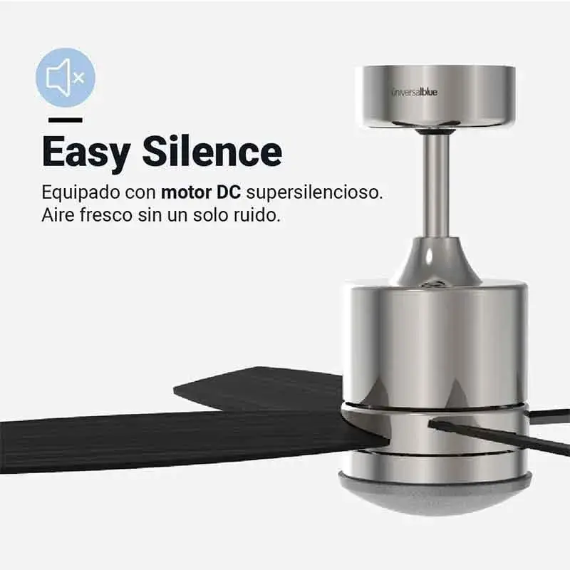 Ventilador de techo Midi Estándar Blue luz LED silencioso inox/marrón 55W 106 cm