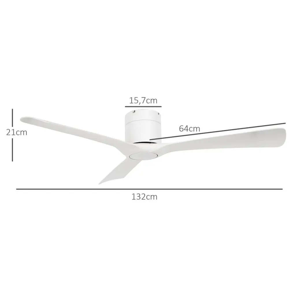 Ventilador de techo Mordu Homcom 29W 3 aspas función verano/invierno blanco Ø132 cm